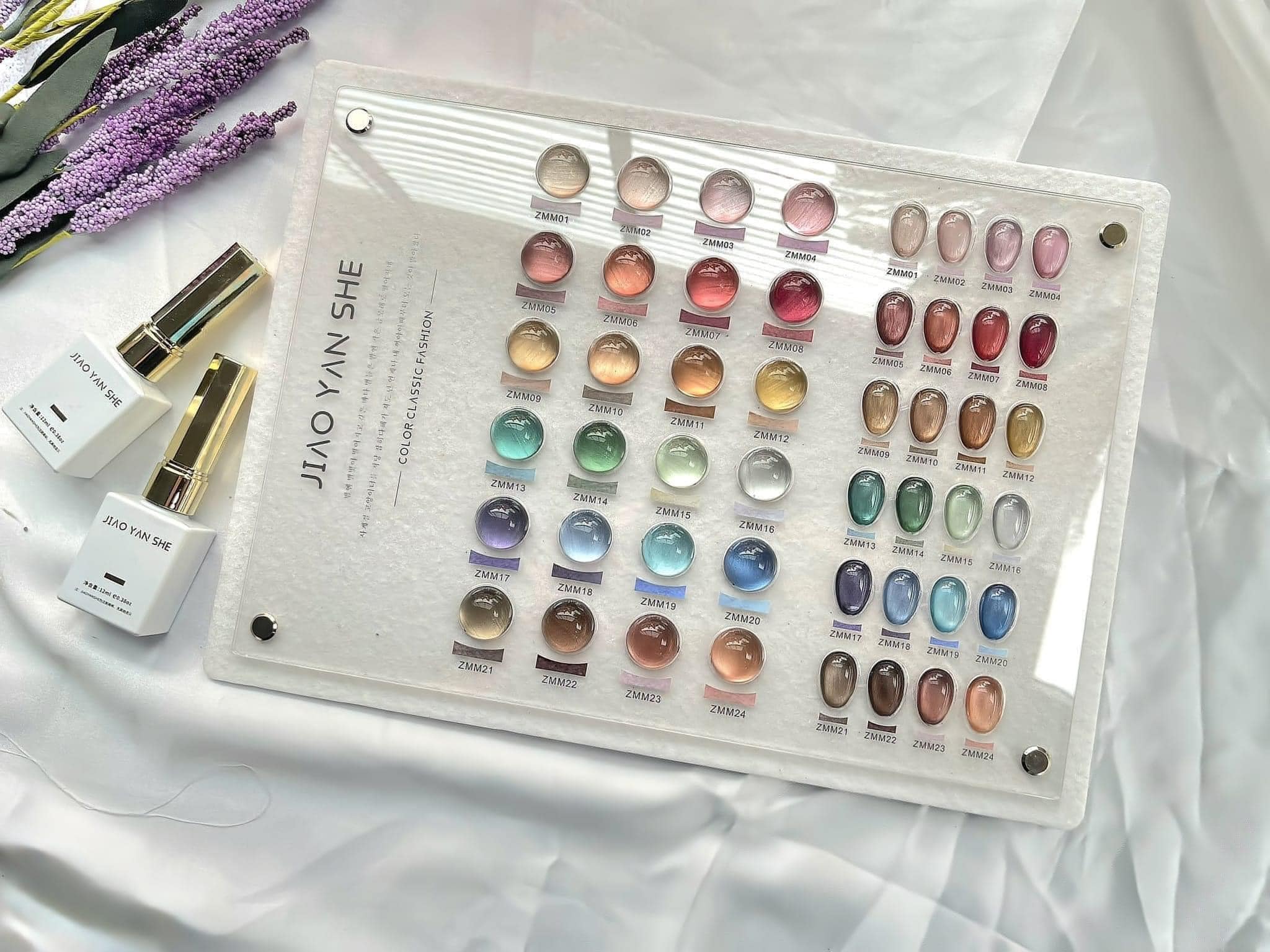 set mắt mèo pha lê  Jiao 24 màu + tặng kèm bảng màu