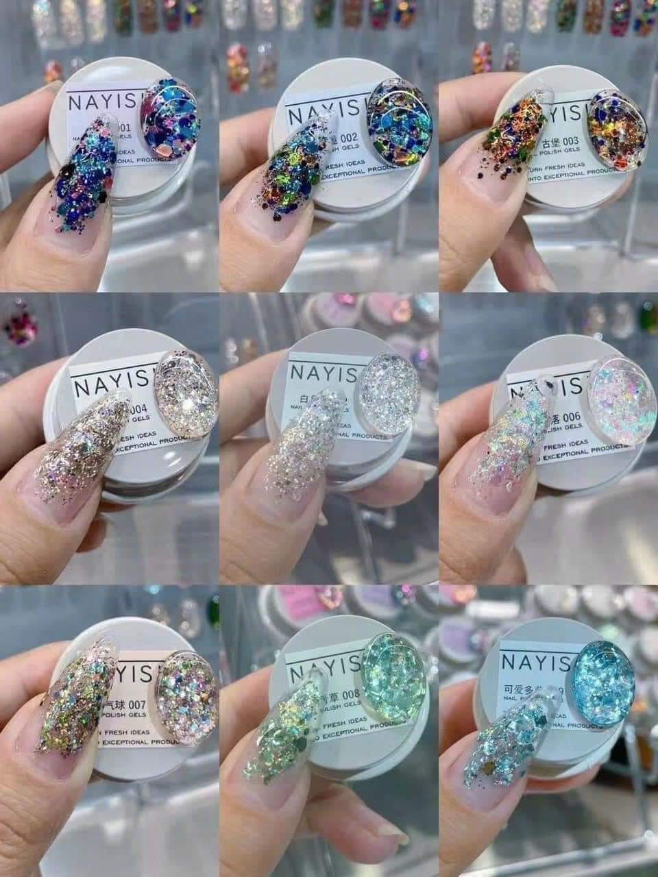 Set gel nhũ hạt to cao cấp Nayisi 30 màu