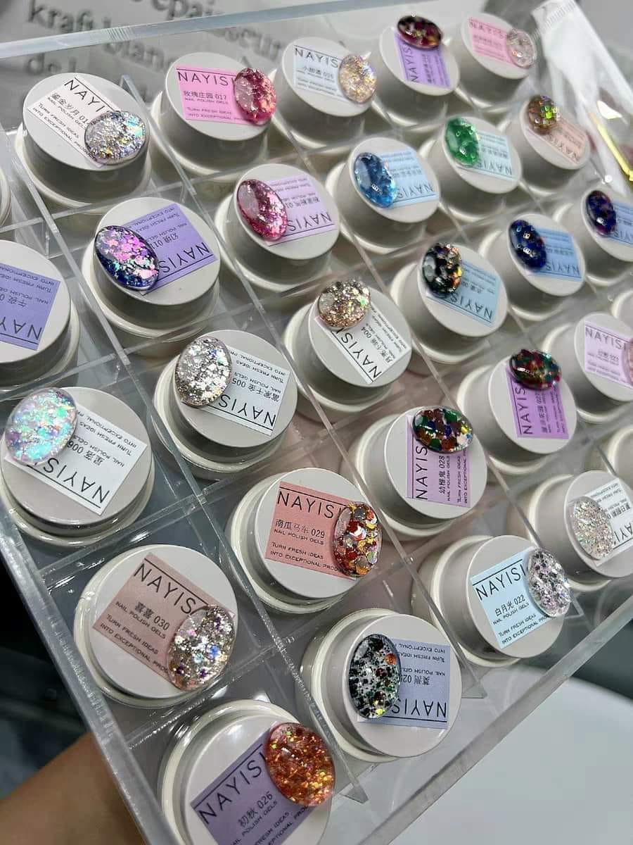 Set gel nhũ hạt to cao cấp Nayisi 30 màu