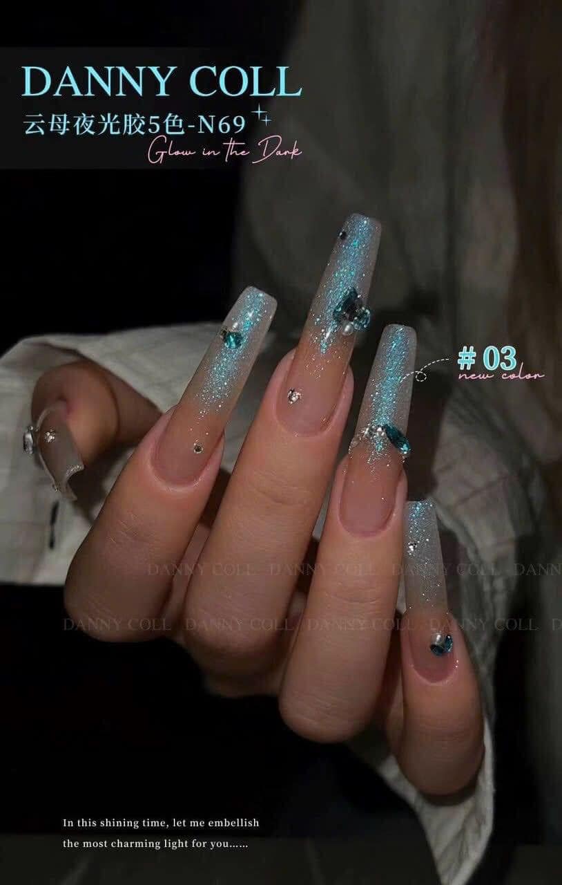 Set gel nhũ ánh trai Dạ Quang Danny Coll 5 màu