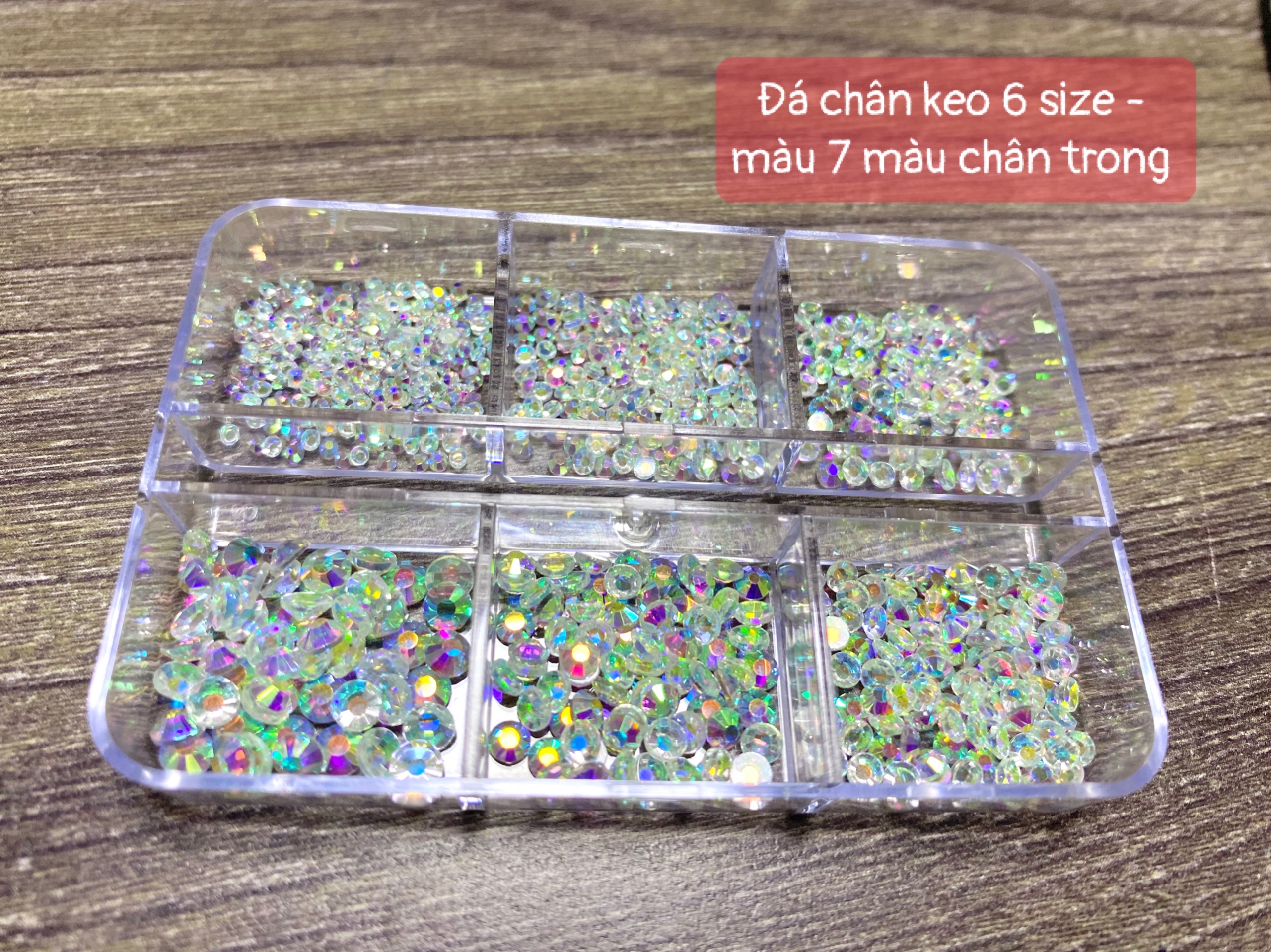 Đá chân keo 6 size -màu 7 màu chân trong