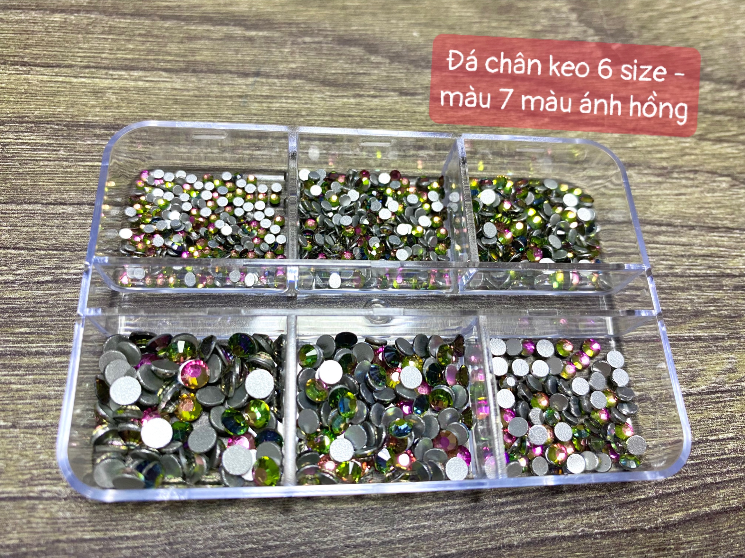 Đá chân keo 6 size -màu 7 màu ánh hồng