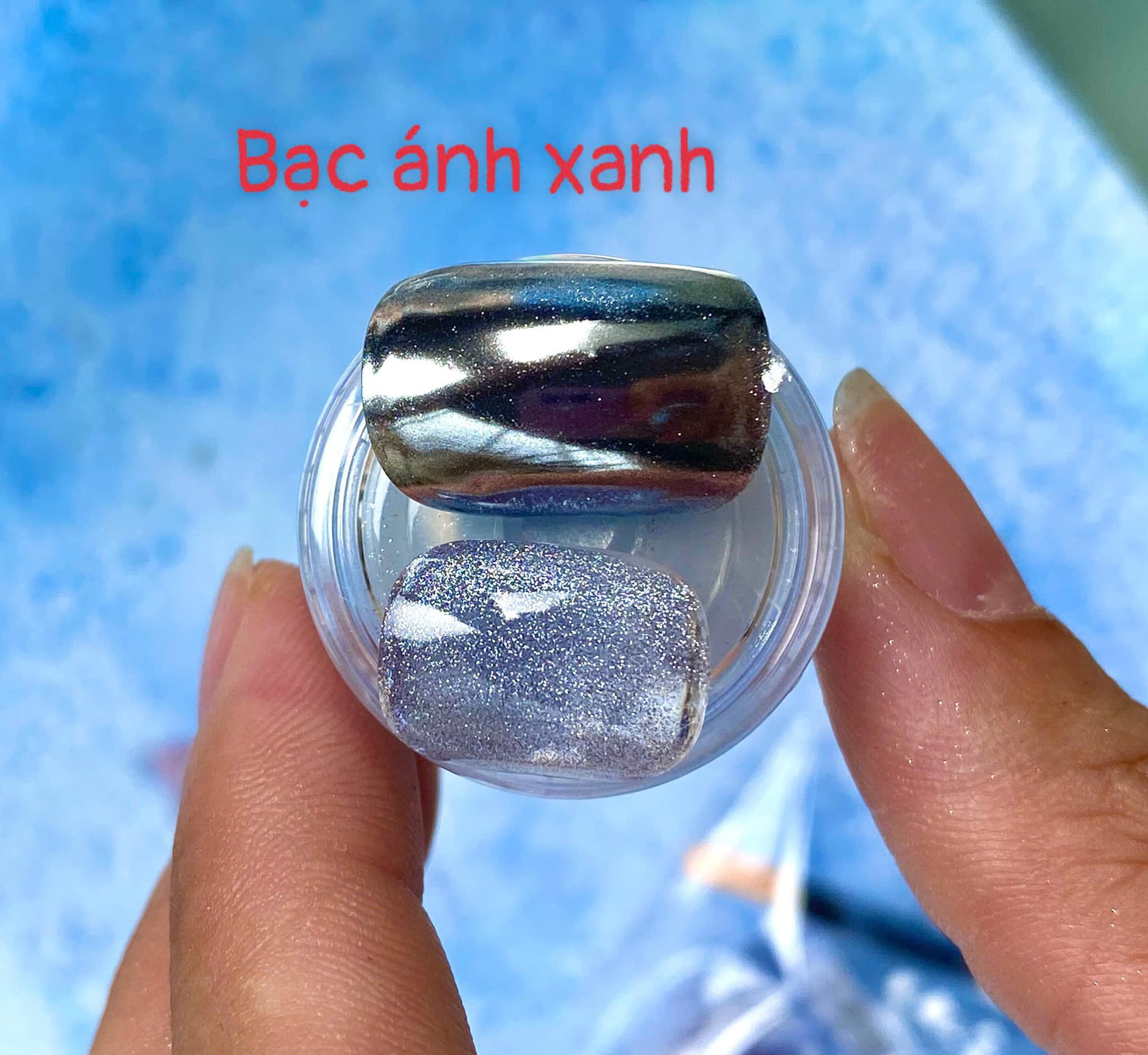 Hũ bột mắt mèo, tráng gương bạc ánh xanh (AI01)
