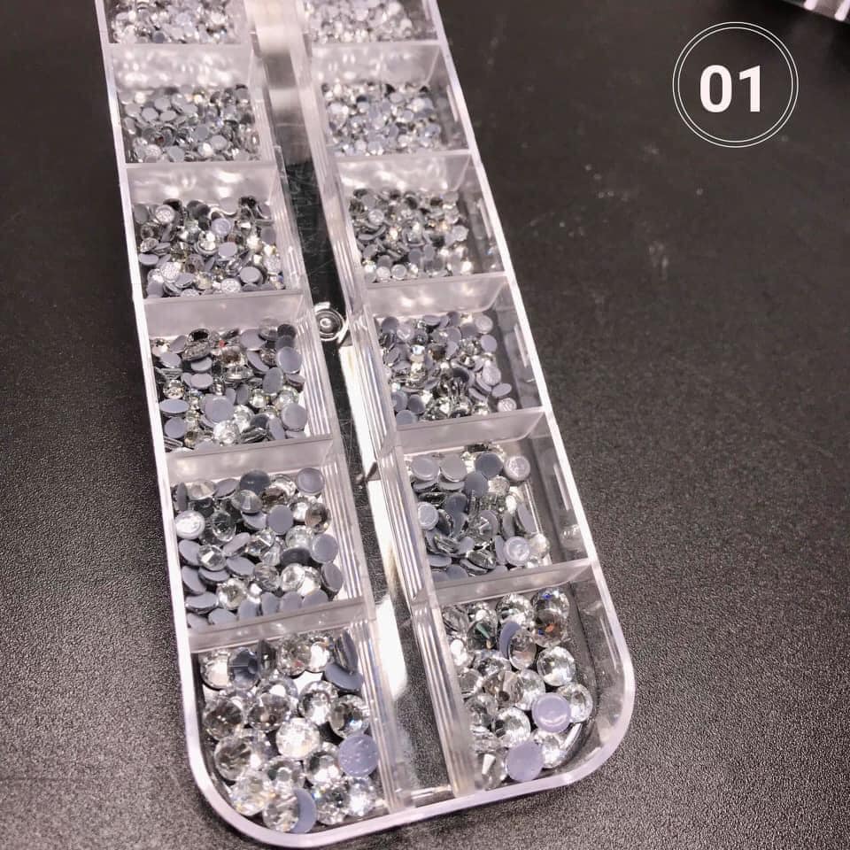 Đá chân keo mix size - trắng