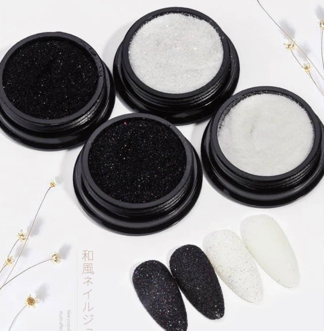 Nhũ rắc đen, trắng