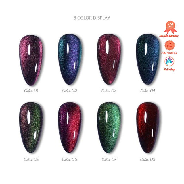 Set mắt mèo đổi màu (8 chai)