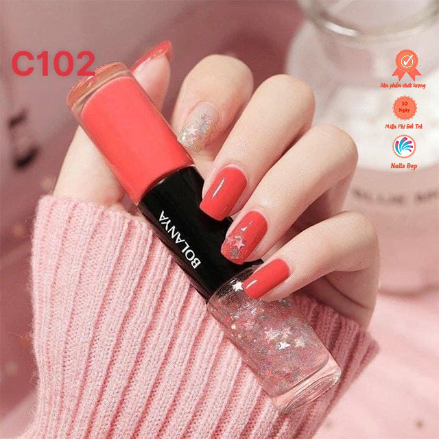 Sơn móng tay 2 đầu sơn màu và sơn nhũ Bolanya chính hãng