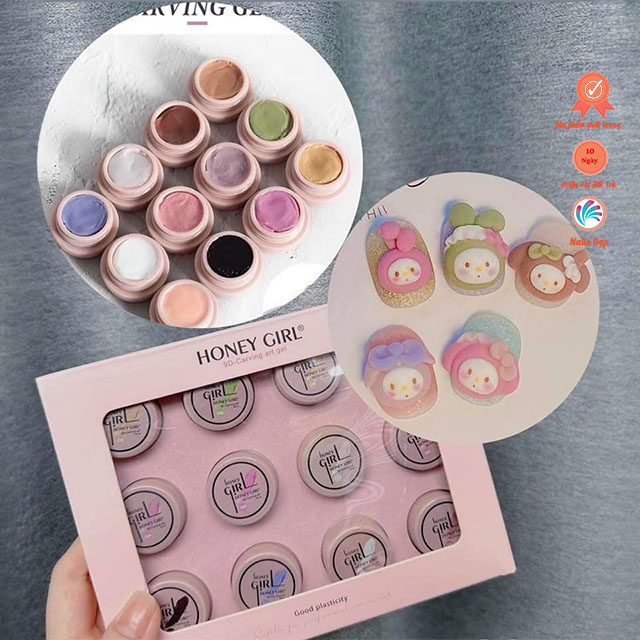 Set gel nặn hoa 9d Honey Girls (12 hũ)