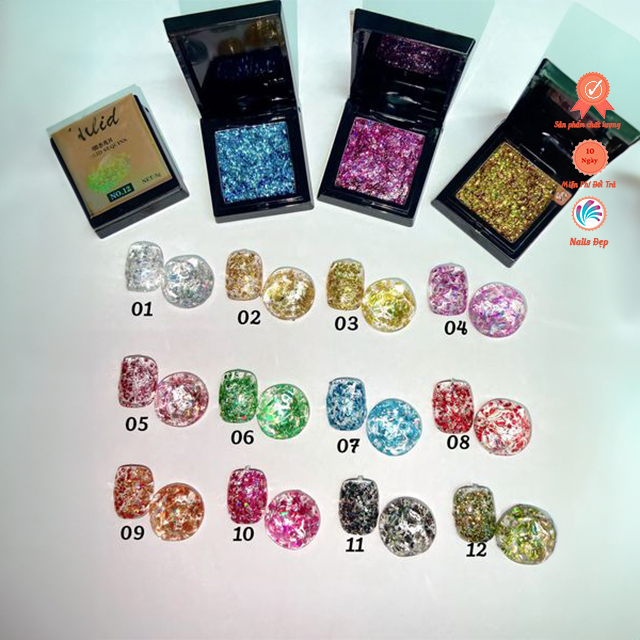 Set gel nhũ khổng tước 12 hũ