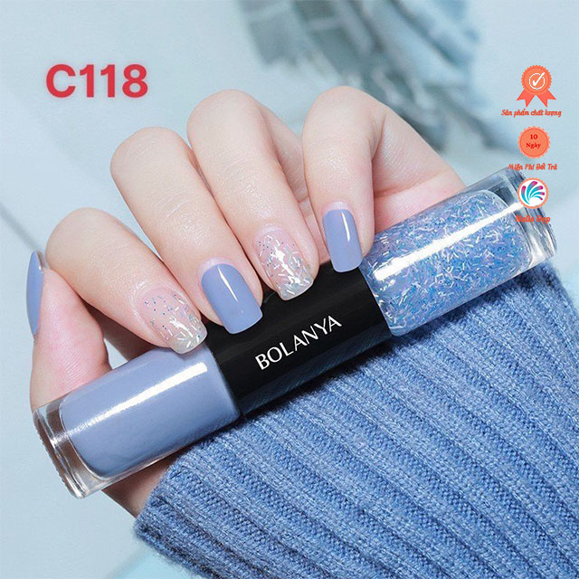 Sơn móng tay 2 đầu sơn màu và sơn nhũ Bolanya chính hãng