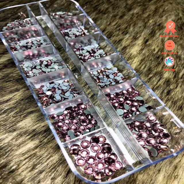 Đá chân keo mix size - hồng