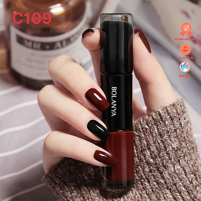Sơn móng tay 2 đầu sơn màu và sơn nhũ Bolanya chính hãng
