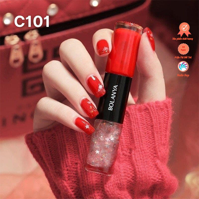 Sơn móng tay 2 đầu sơn màu và sơn nhũ Bolanya chính hãng