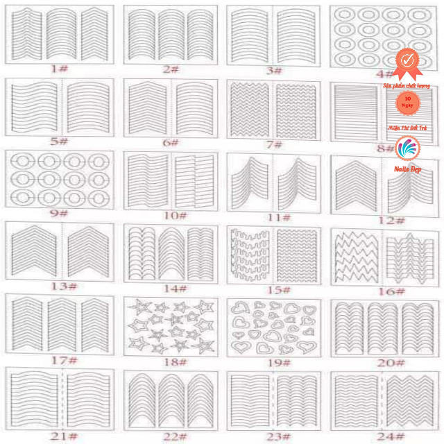 Set miếng dán fen đầu móng 24 tấm