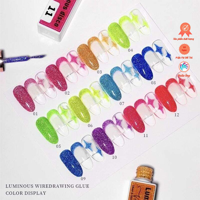 Set gel cọ nét nhũ Flash Neon (12 màu)