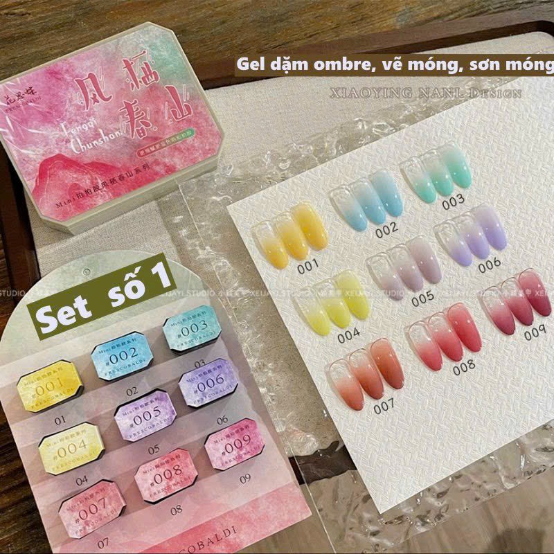 Set gel dặm ombre 9 màu - set 01