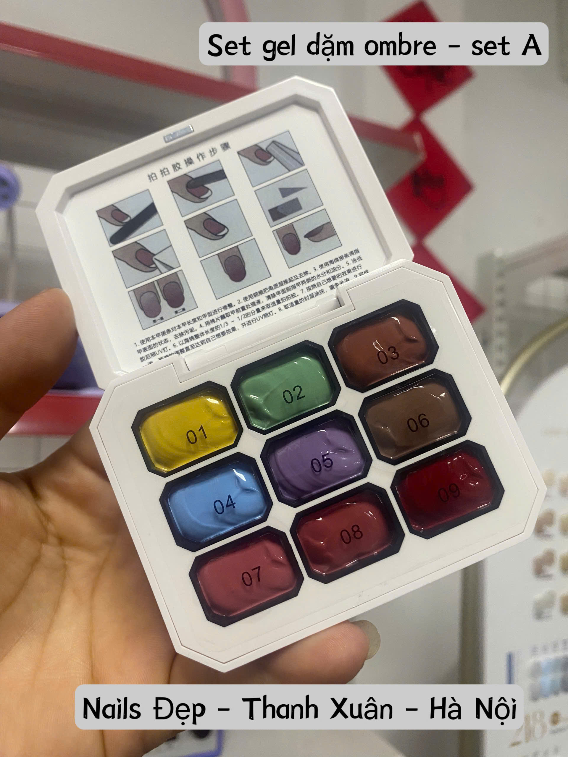 Set gel dặm ombre 9 màu - set A