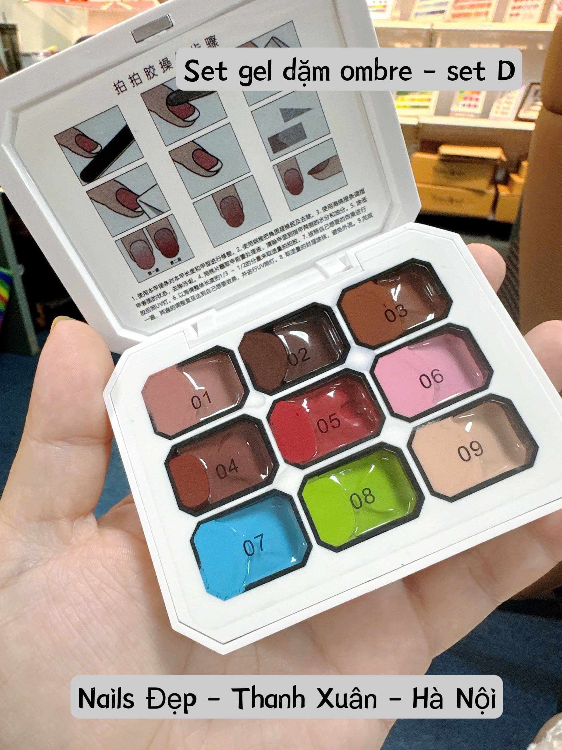Set gel dặm ombre 9 màu - set D