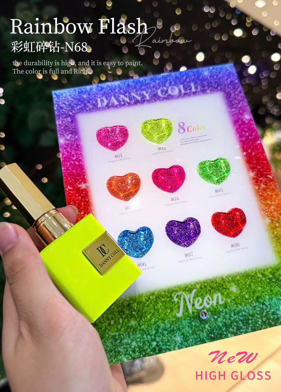 Set sơn nhũ Flash Cầu Vồng Danny Coll 8 màu N68
