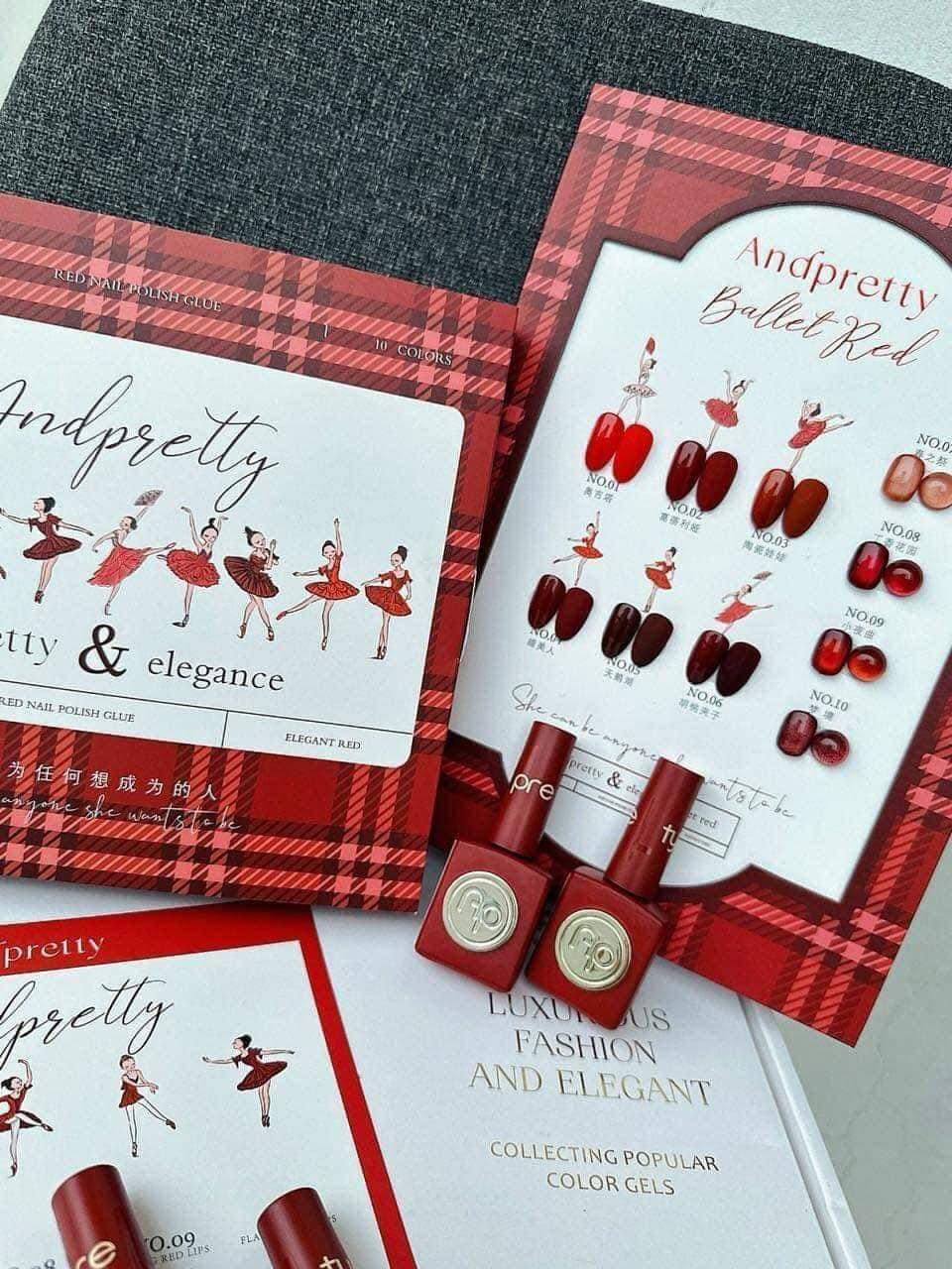 Set sơn đỏ, mắt mèo Andpretty 10 màu