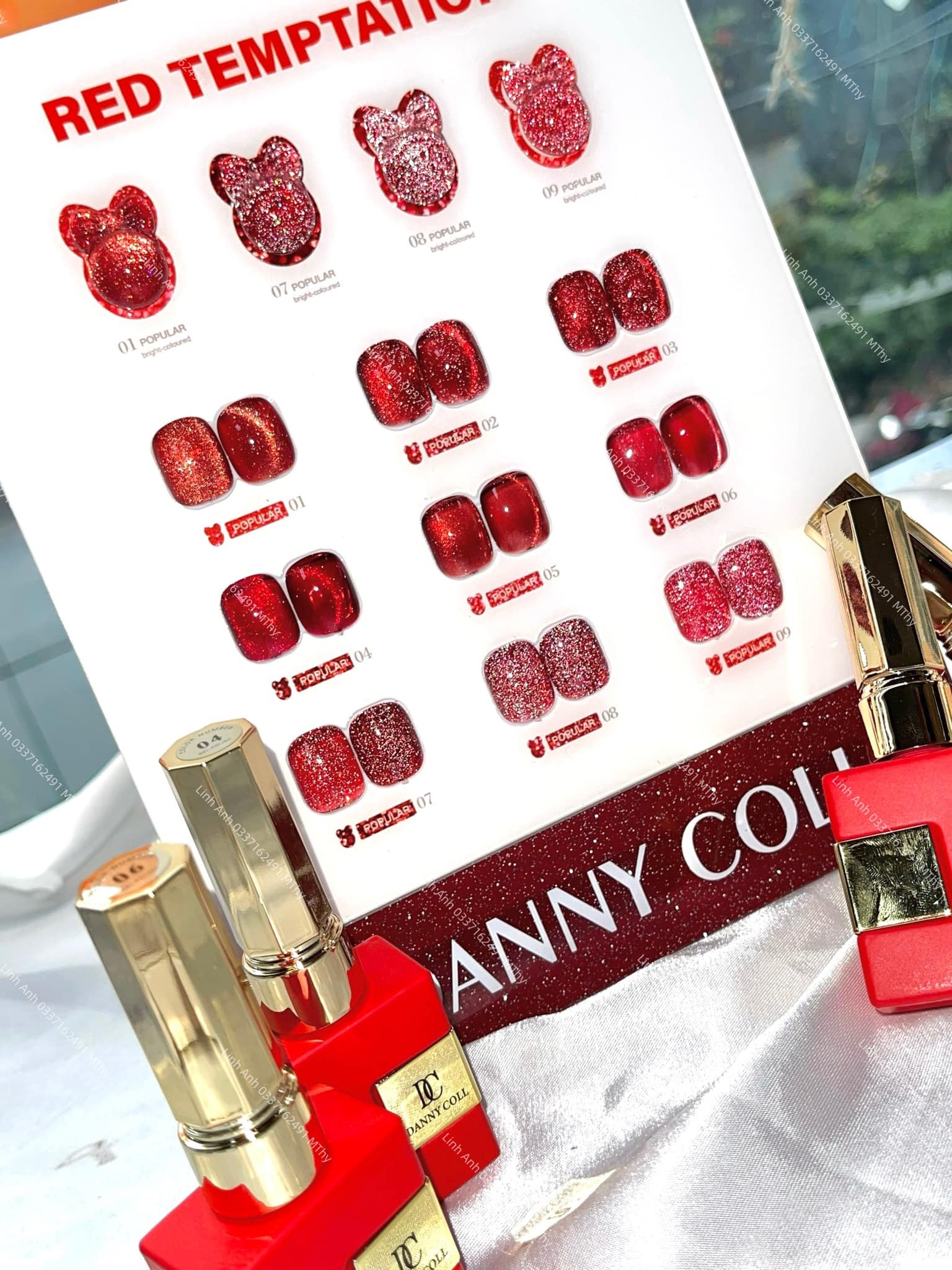 Set sơn mắt mèo, nhũ flash đỏ Danny Coll (9 màu)