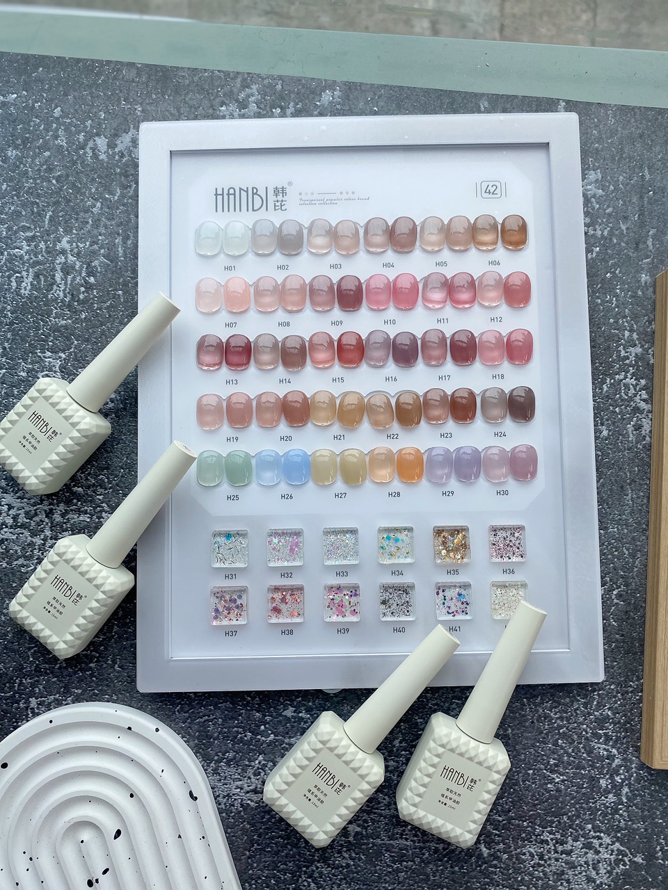 Set sơn thạch, nhũ HANBI ( 42 màu)