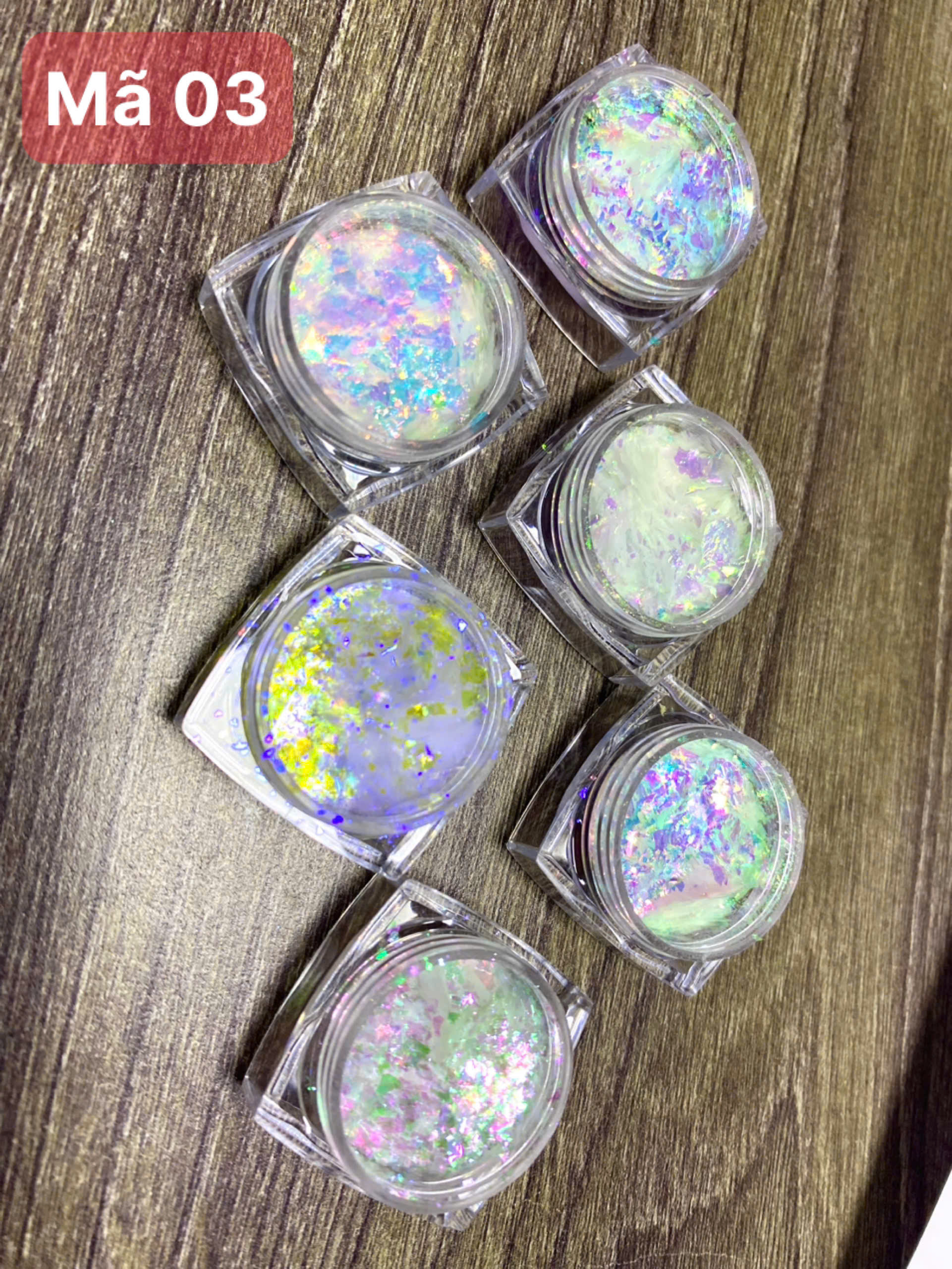 Set nhũ rắc cực quang 6 hũ mã 03