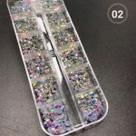 Đá chân keo mix size - ánh 7 màu