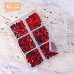 Đá chân keo chữ nhật 6 size -màu đỏ